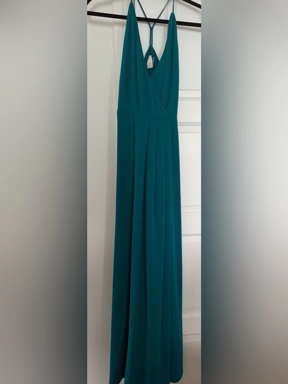 J. Crew Teal V-Neck Spaghetti Strap Maxi Dress